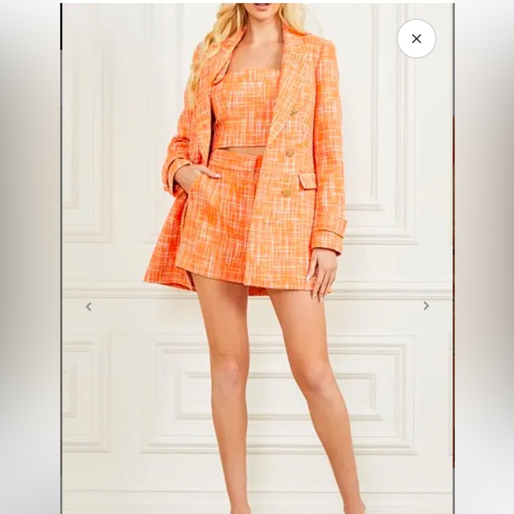 Marciano Orange Tweed Blazer & Suit Jacket - Size M (6) - Picture 4 of 11